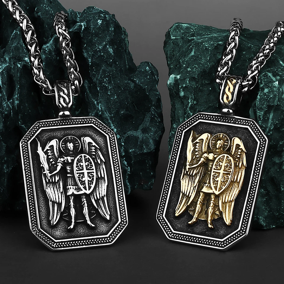 Archanjel Michael Cross Shield Prayer Tag