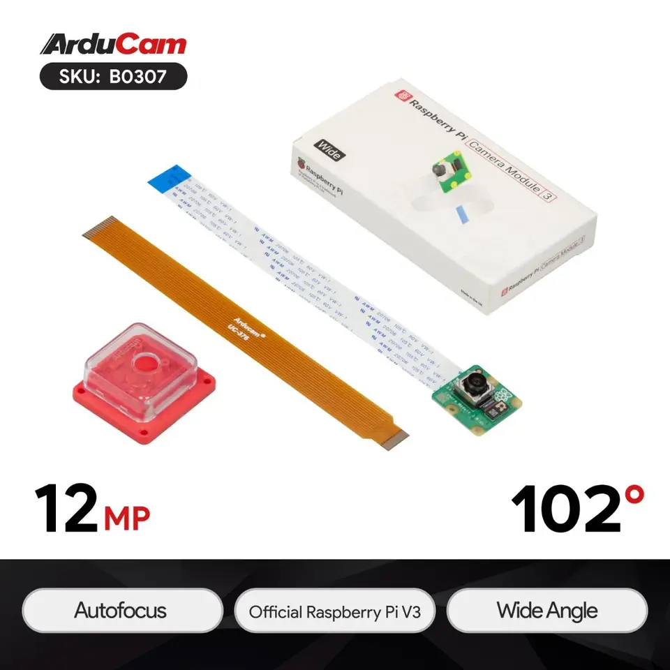 Arducam Raspberry Pi Oficiálny kamerový modul V3-12MP IMX708 102 ° širokouhlý uhlový automatický zaostrovací fotoaparát s akrylom