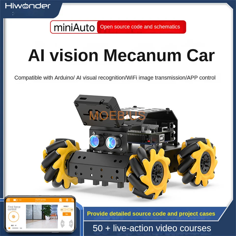 Arduino inteligentný automobil miniauto všesmerový mikrofónový koleso AI Vizuálne rozpoznávanie sledovanie programovania UNO Programovací robot