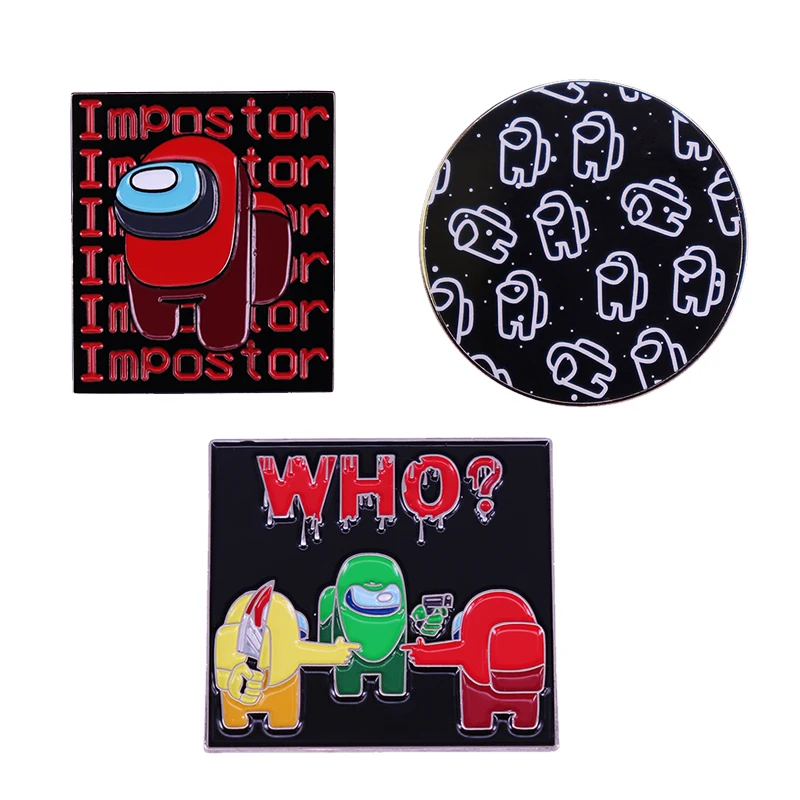 Are You The Impostor? SZO? Am0ng Us Enamel Pin Eliminate The Undercover Online Multiplayer Social Deduction Game Brooch Set