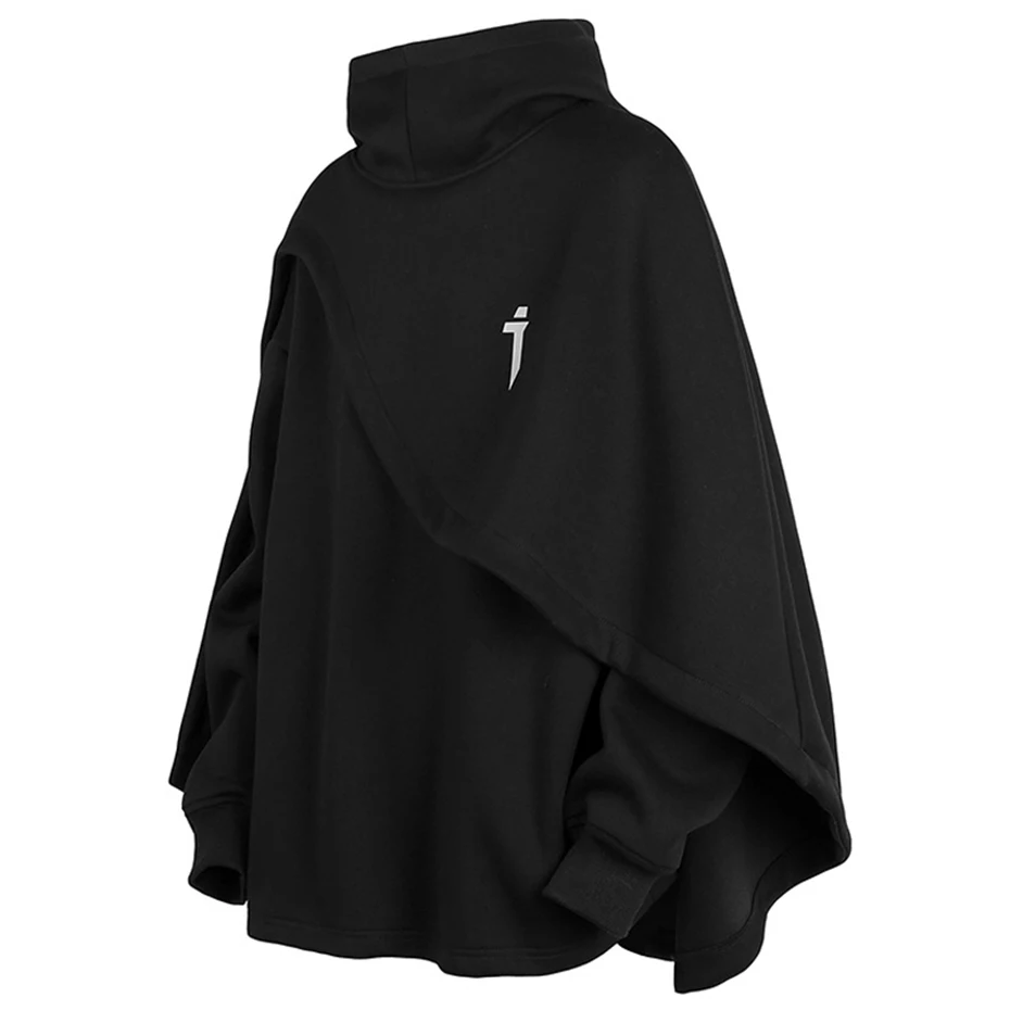 Arens módne plášťky mikiny Men Techwear Streetwear Hoodie Pulloves čierne šedé tmavé odevy nadmerne vysoké golierové mikina unisex