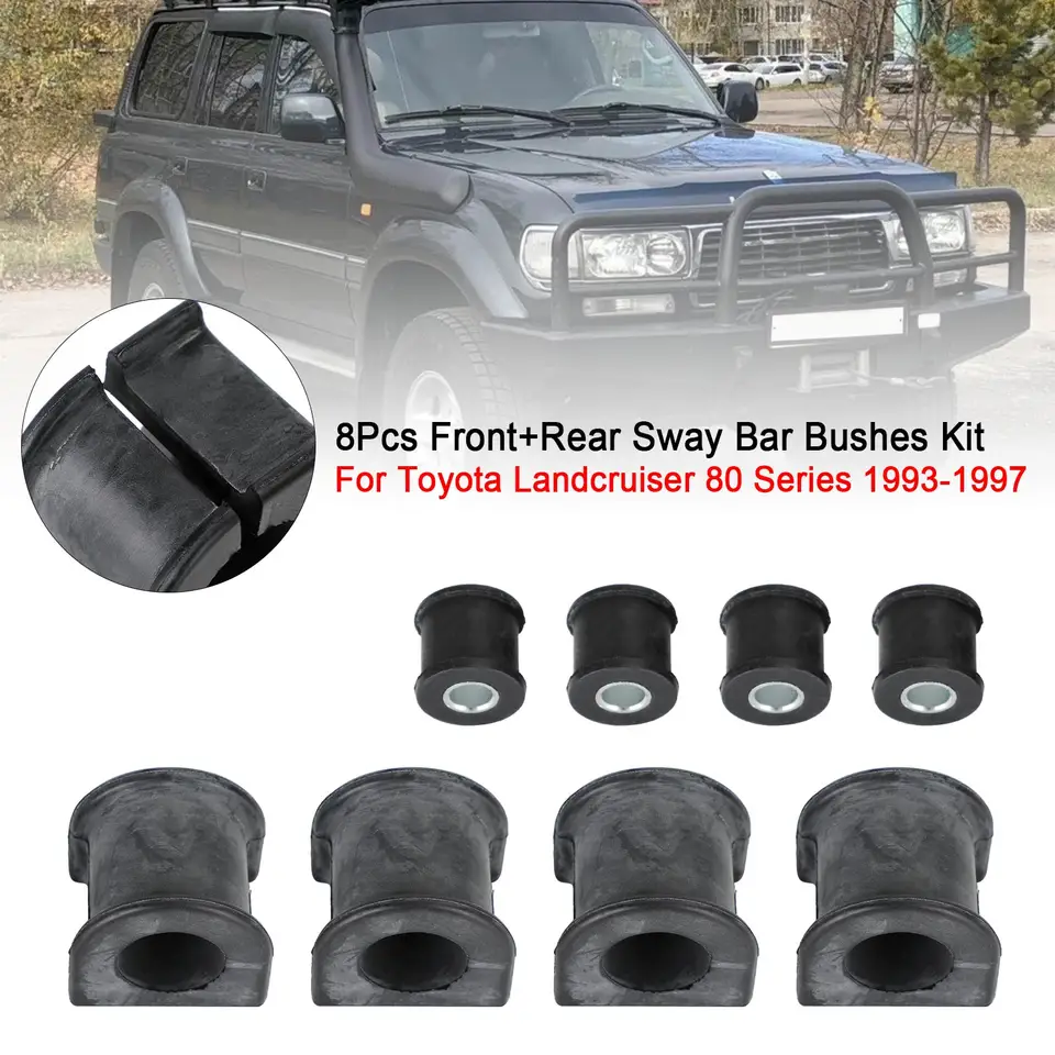 Areyourshop 8ks predný+súprava kríkov zadných výkyvných barov pre Toyota Landcruiser 80 Series 1993-1997