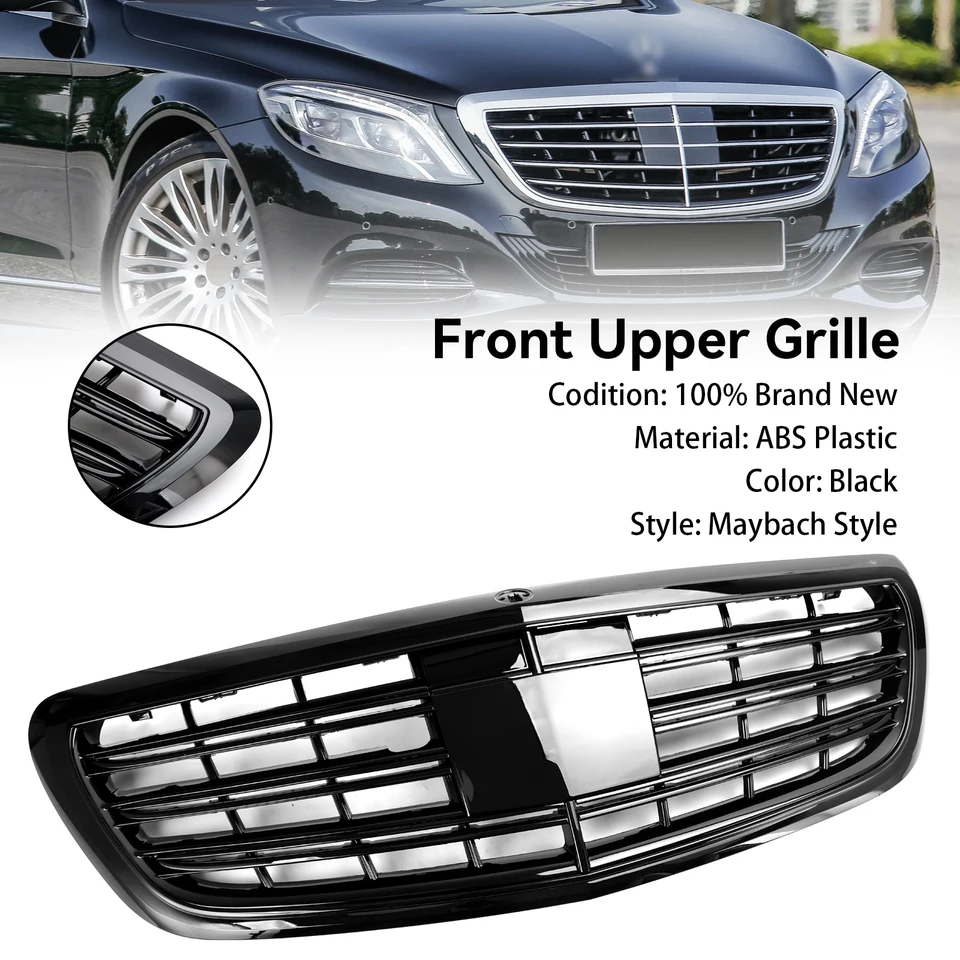 Areyourshop predná mriežka pre mriežku pre Mercedes-Benz S Sclass Sclass W222 S500 S550 S600 2014-2020 s ACC