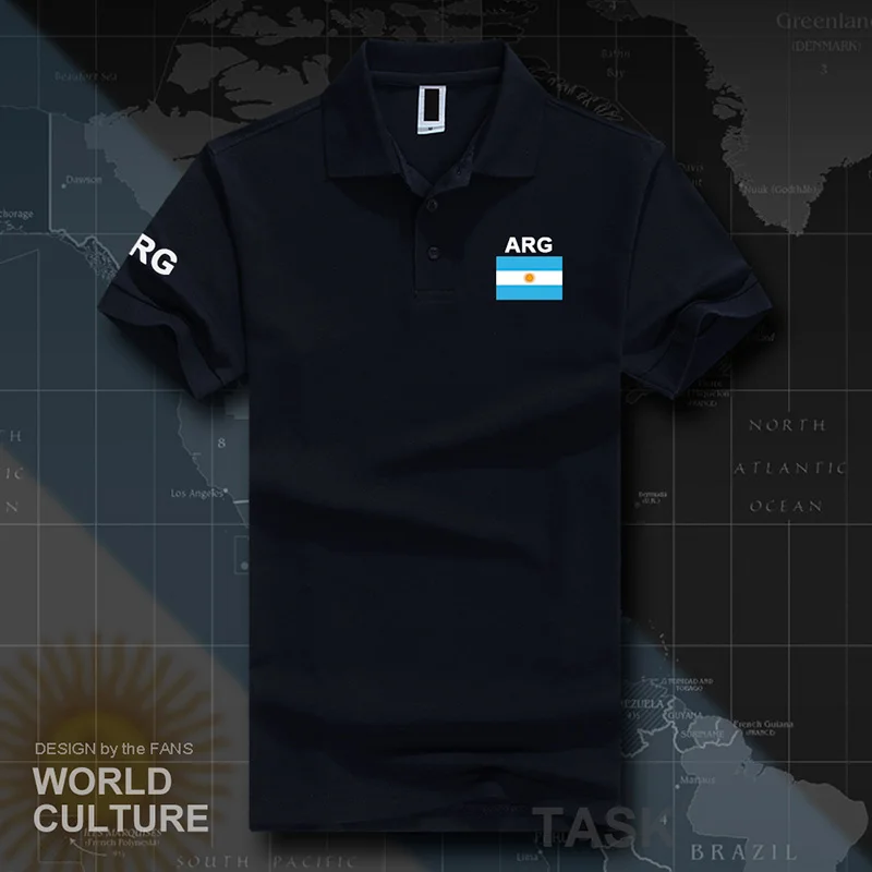 Argentína Argentínske pólové košele Men s krátkym rukávom Biele značky Vytlačené pre krajinu 2017 Cotton Nation Team Vlaj vlajky New Fashion Ar
