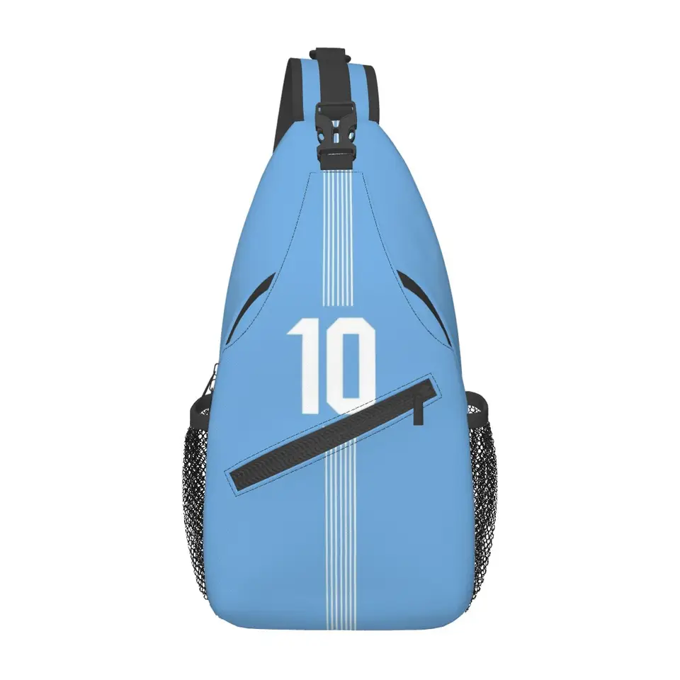 Argentína číslo 10 Futbalový futbal Small Sling Bags hrudník Crossbody rameno batoh cesty Daypacks Messi Fashion School Bags