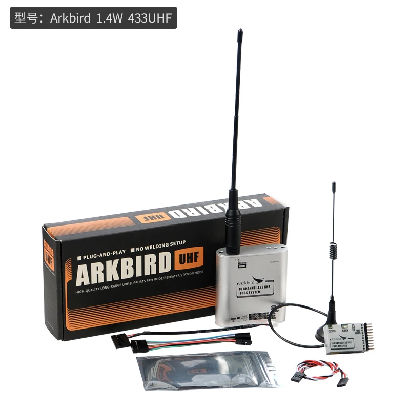 ArkBird 433MHz 10Channel 1,4 W 5W 60 km FPV UHF FHSS Dlhý zazvonový prijímač vysielača s PPM/PWM/RSSI TUNER/REATER MODE