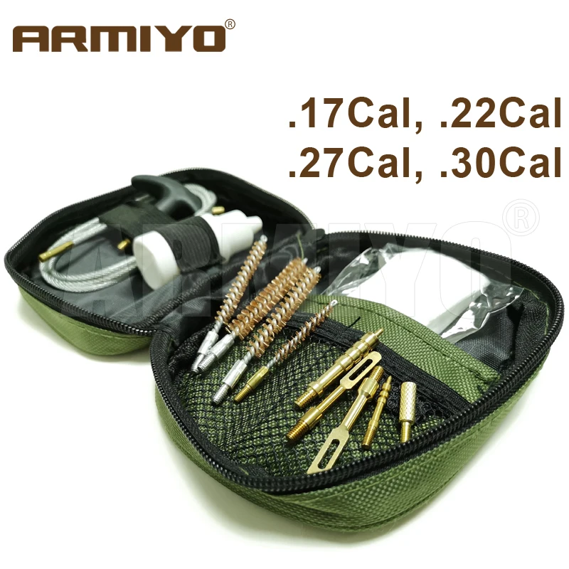 Armiyo 42ks/set .17cal .22cal .27cal .30cal Pištoľ čističa pištole a pušky na čistenie kefiek na kefy na kefy