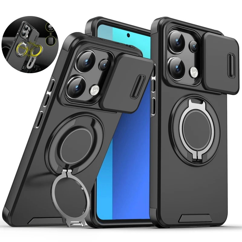 Armor Funda pre Xiaomi 14T Pro 5G Slide Camera Ochrana Case pre Xiaomi14T Mi14T 14 T T14 Pro 14tpro Magnetický kryt na stojan na kruh