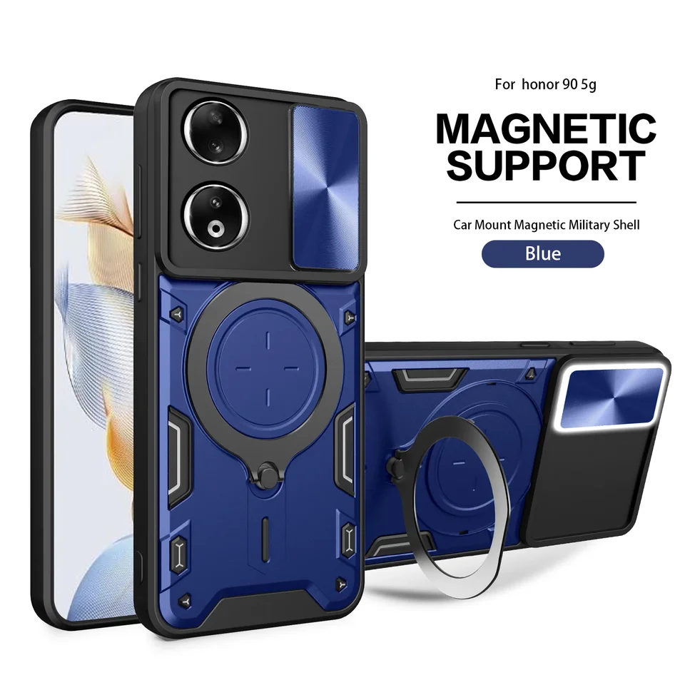 Armor magnetické puzdro pre Honor Magic 6 Lite 5G 90 Lite X9B5G X8B X7B Nova 11i 11 PRO 4G RING DRIDER STAND SOCKOPPOPT