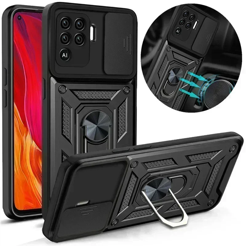 Armor nárazové puzdro pre OPPO A94 4G A93 F17 F19 Pro Magnetický zadný kryt držiaka automobilov pre Reno 4 5 Lite Camera Protect Shell