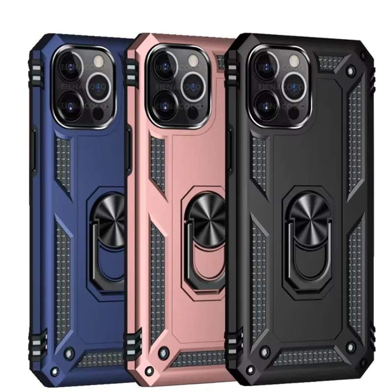 Armor nárazový puzdro pre iPhone 16 15 14 plus 13 12 11 Pro Max Max Magentický prsteň Držiteľ prstov Vojenský stupeň pre kryt iPhone