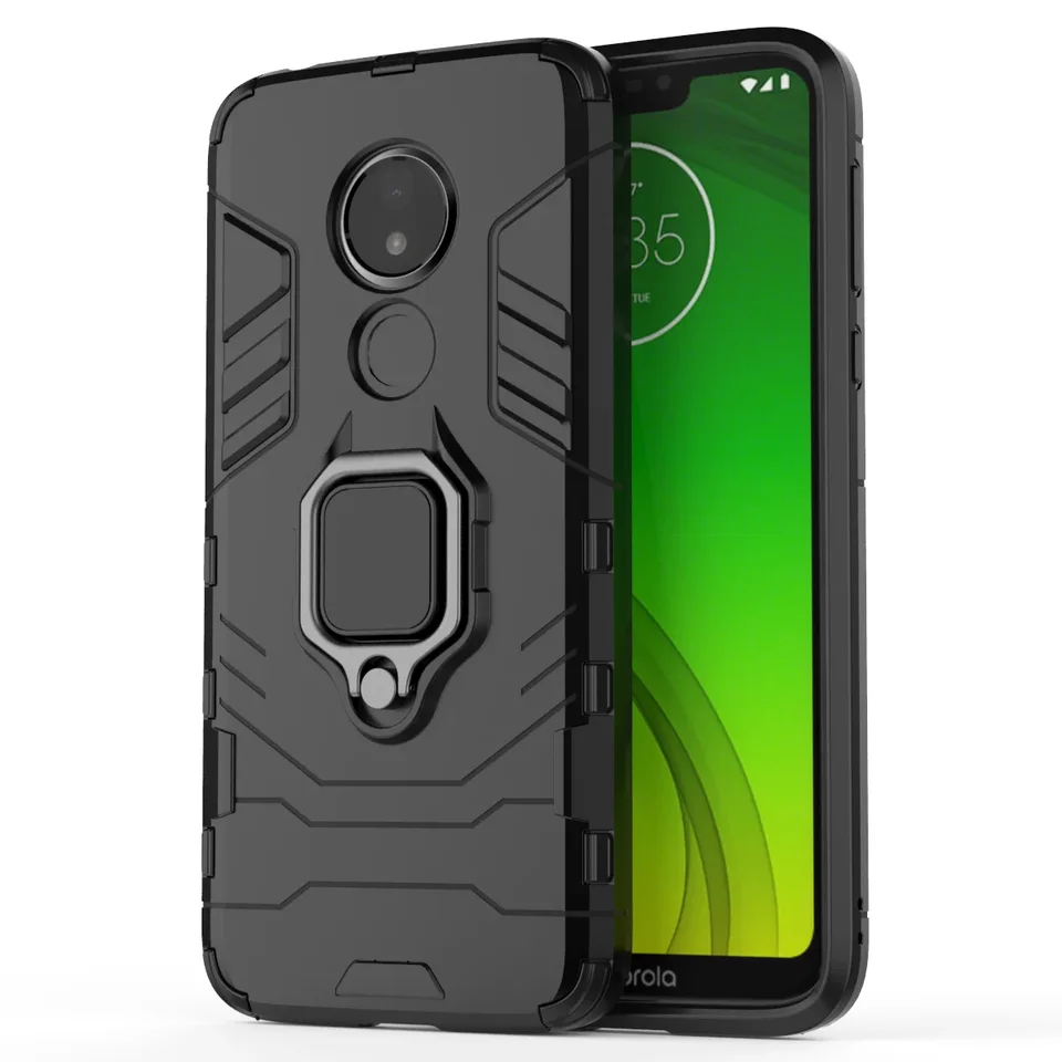 Armor nárazový puzdro pre Motorola G7 Play Power Bumper Kov kovový prsteň Zadný kryt