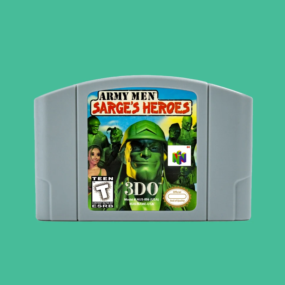 Army Men Sarge's Heroes 64 -Bit Game Cabtridge USA NTSC verzia alebo verzia EUR PAL pre konzoly N64