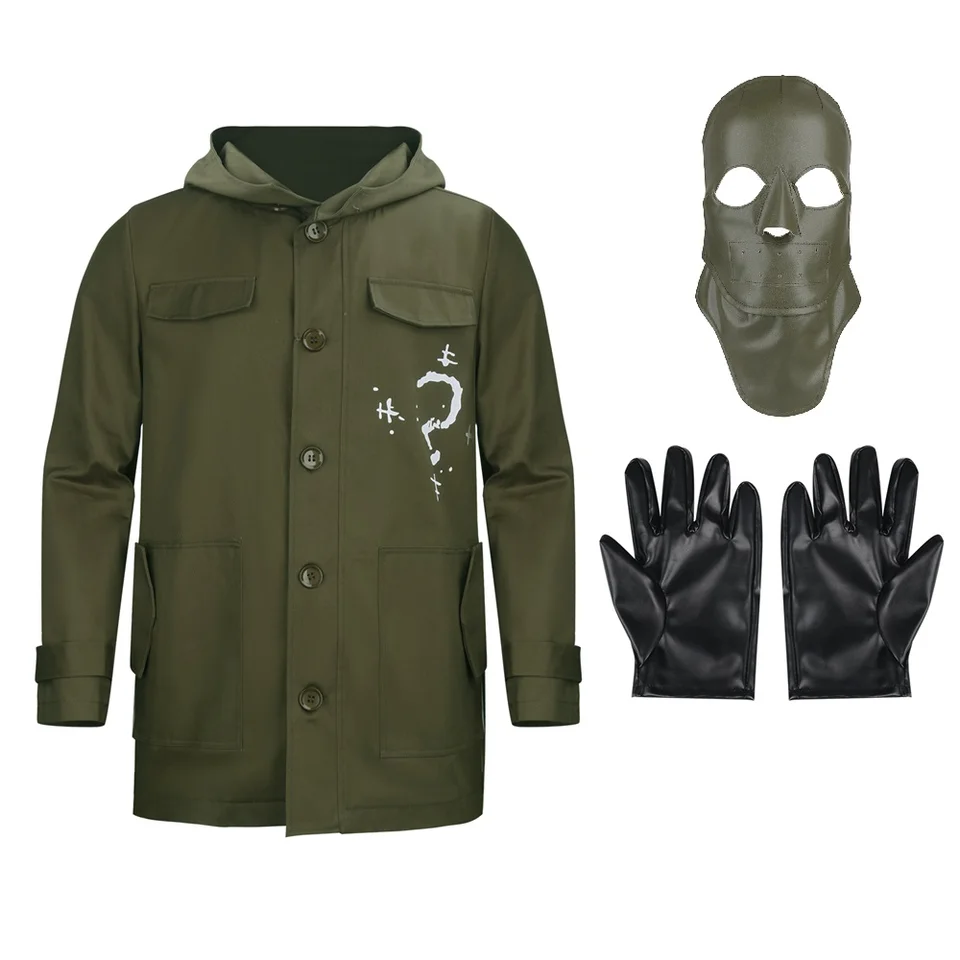 Armáda Green Riddler bunda Cosplay kostým s maskou na hlavá