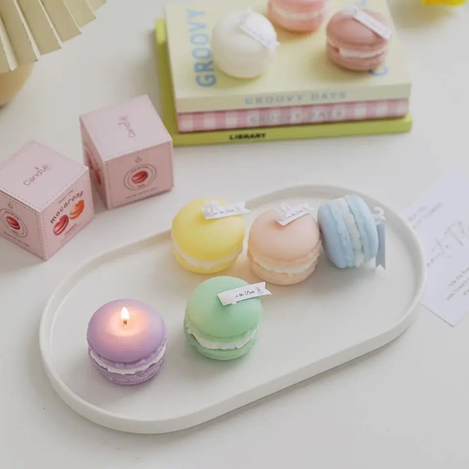 Aromaterapeutická sviečka macaron vôňa sviečky darček Companion Ručne vyrábaný torta darčekový box kreatívny štýl vôňa Ozdobia miestnosť