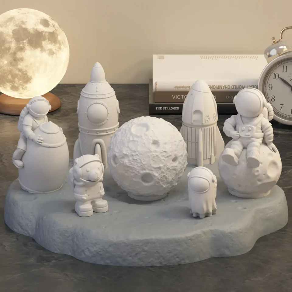 Aromaterapeutická sviečka pleseň plesní astronaut silikónové formy priestor tematiku raketa Mesiac Sadra Ornament Ornament Sviečka na výrobu dodávok