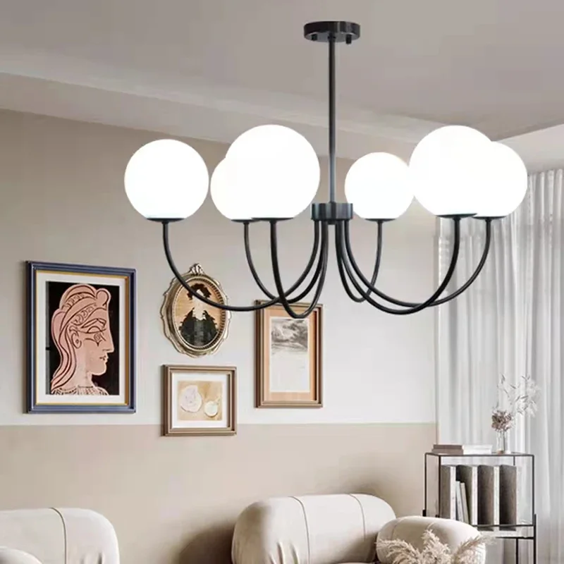 Art biele sklo lustre obývacia izba Suspension Svetlo svietidlá E27 žiarovka Drop Doprava spálňa jedáleň Čierny zlatý kov