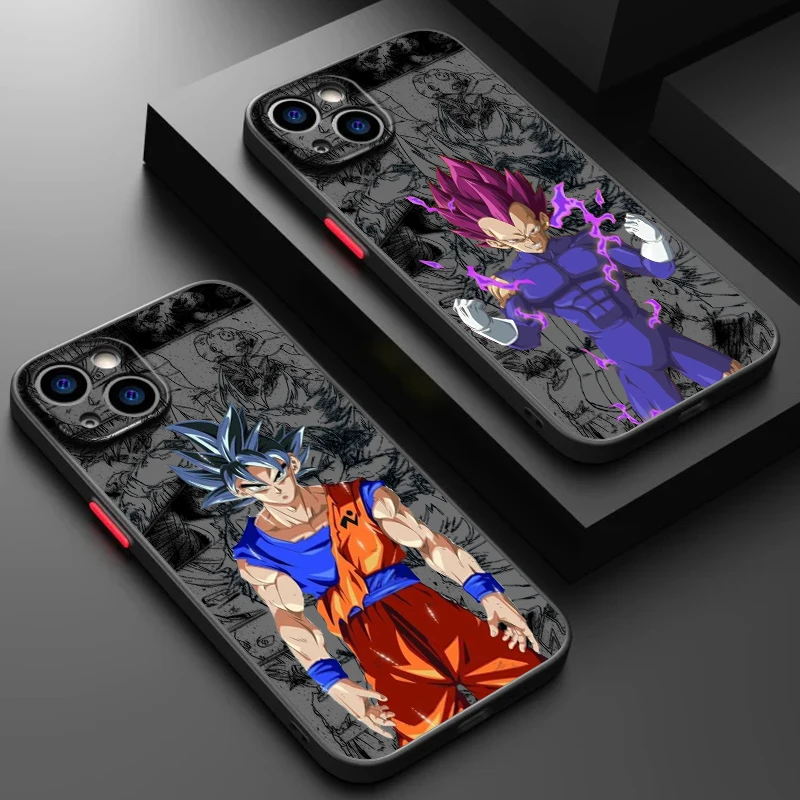 Art D-Dragon Ball Vegeta Goku zamrznutý priesvitný pre Apple iPhone 15 14 13 12 11 XS XR x 8 7 SE Pro Max Plus Mini Funda