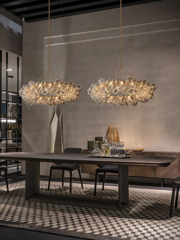 Art Deco E14 LED dióda Stlmiteľná sklenená bublina strieborná zlatá lustre visiace žiarovky Luster odpruženie svietidla lampa pre jedáleň