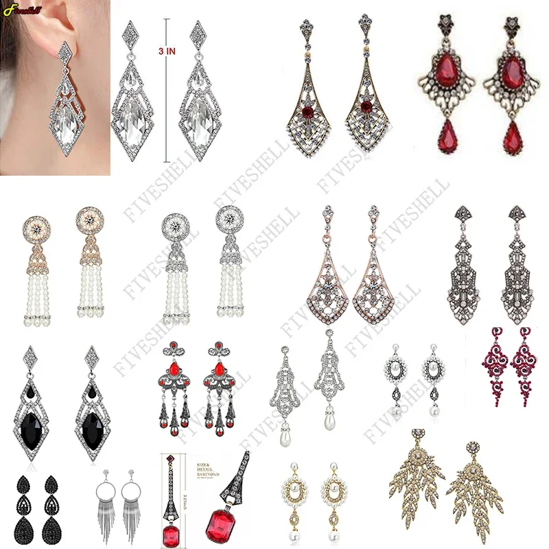 Art deco starožitné vintage flapper štýl náušnice pre ženy starožitné zlaté plážové náušnice Vintage šperky Drop Doprava
