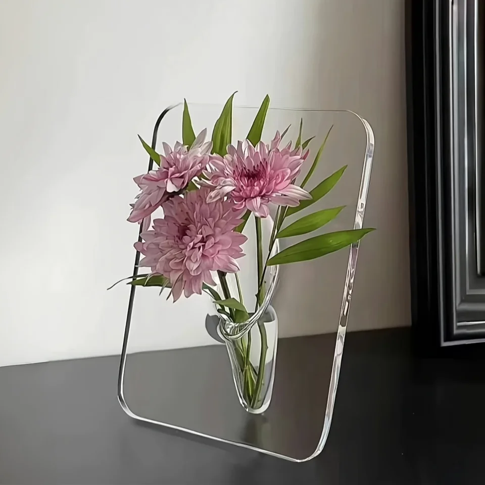 Art Deco Style Acryl Reviin Bud Vase - Geometric Transparent podlhovastá kvetinová váza - Creative Picture Frame Design