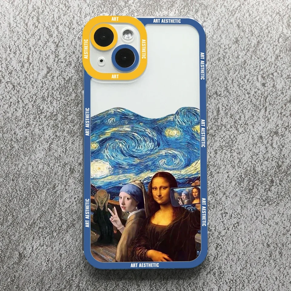 Art Estetic Angel Eyes Telefón pre iPhone 15 14 13 12 11 Pro Max Mini xs x xr SE 7 8 Plus Soft David Mona Lisa Cover