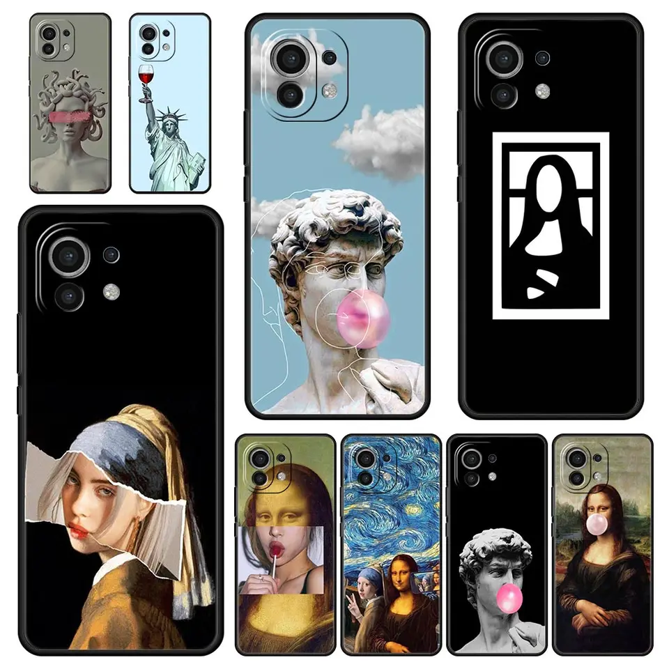 Art estetika David Mona Lisa Case pre Xiaomi 14 13 12 11 Lite 13T 12T 11T Pro 9t Mi Poco x6 x5 m3 x3 Pro F5 F4 F3 5G kryt