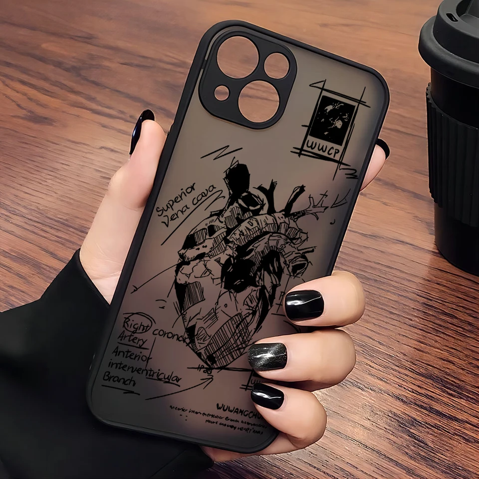 Art Kardiovaskulárny model telefónu Puzdro pre Xiaomi Redmi Poznámka 13 12 11 10 10C 10x 9A 9T 9C 8 7 Pro Plus 5G Matte Transparent Cover