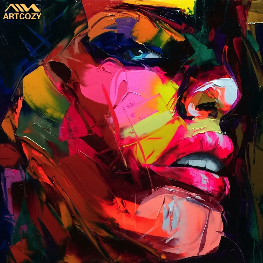 Artcozy francoise Nielly nôž sprej maľba maľba Abstrakt portrét čelnej olejovej farby figúrka nástenná umenie obrázky domáca dekorácia