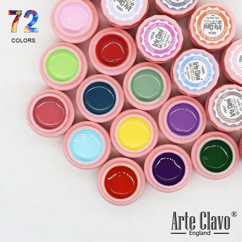 Arte Clavo 72 Farby gélovej farby atramenta nechtového dizajnu kreslenie gél gél UV LED namočenie z UV trblietky Dúhový maľba gél na nechty lak na nechty
