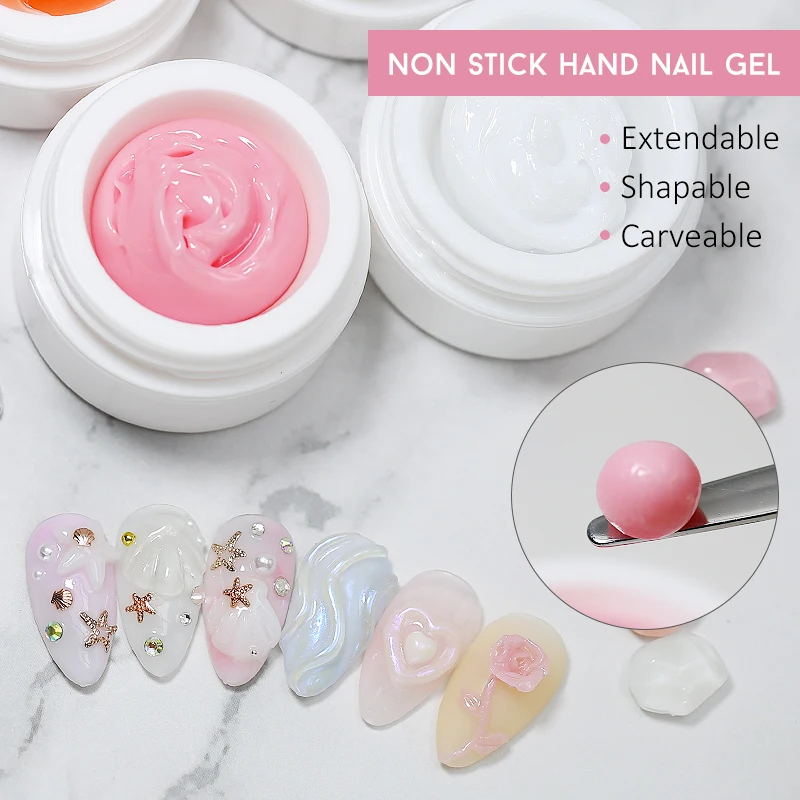Arte Clavo Solid Extension Nail Gel Non Stick Hand Clear Pink Nude Builder nechtové gély rezbárske kvetinové konštrukcia pre nechty