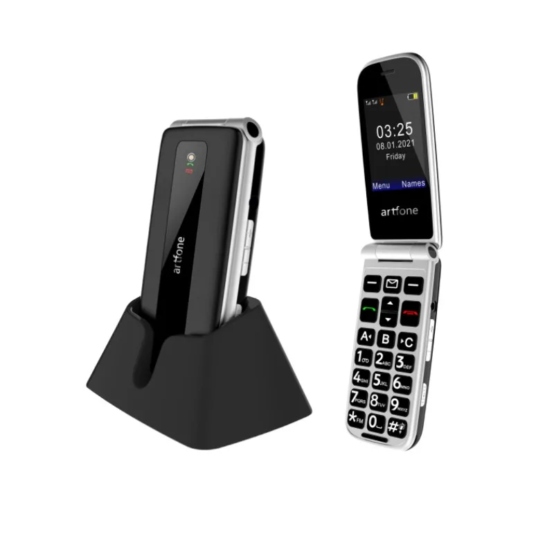 Artfone F20 Big Button Senior Flip mobilný telefón pre starších odomknutých celulares single SIM Wireless FM Bluetooth