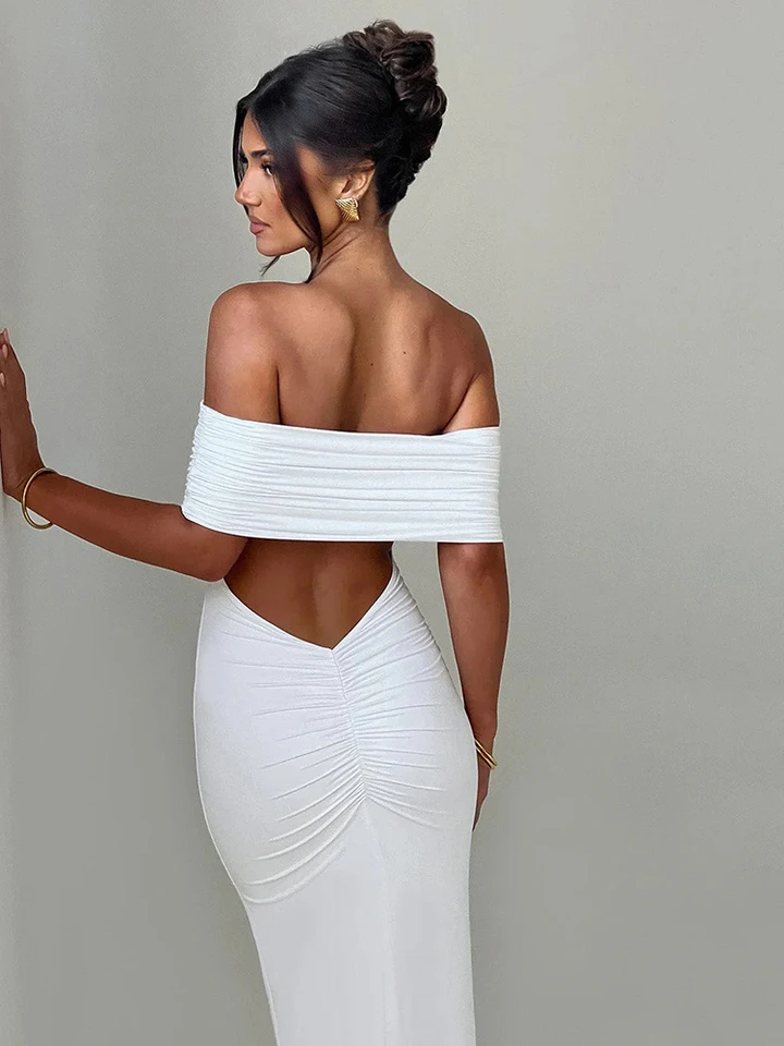 Articat elegantné jedno rameno bez zadku Elastické tesné večerné šaty Dámske sexy Sexy rukávy Slim Max ženské ženské vesty večierok