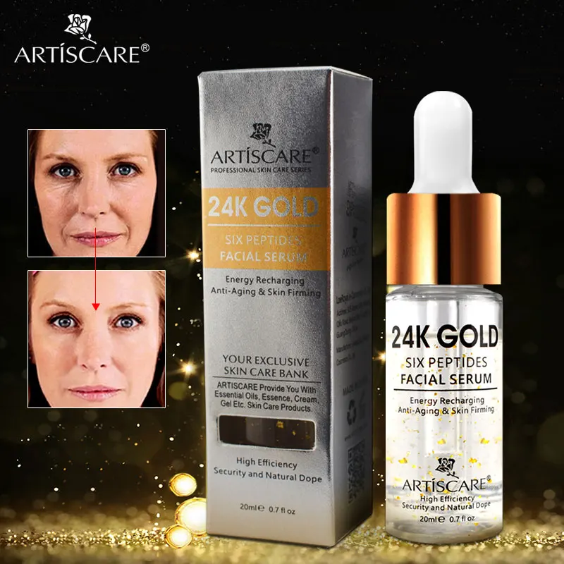 Artiscare 24k Gold Šesť peptidov sérové ​​krém proti starnutiu proti starnutiu zdvíhajúc bieliaci