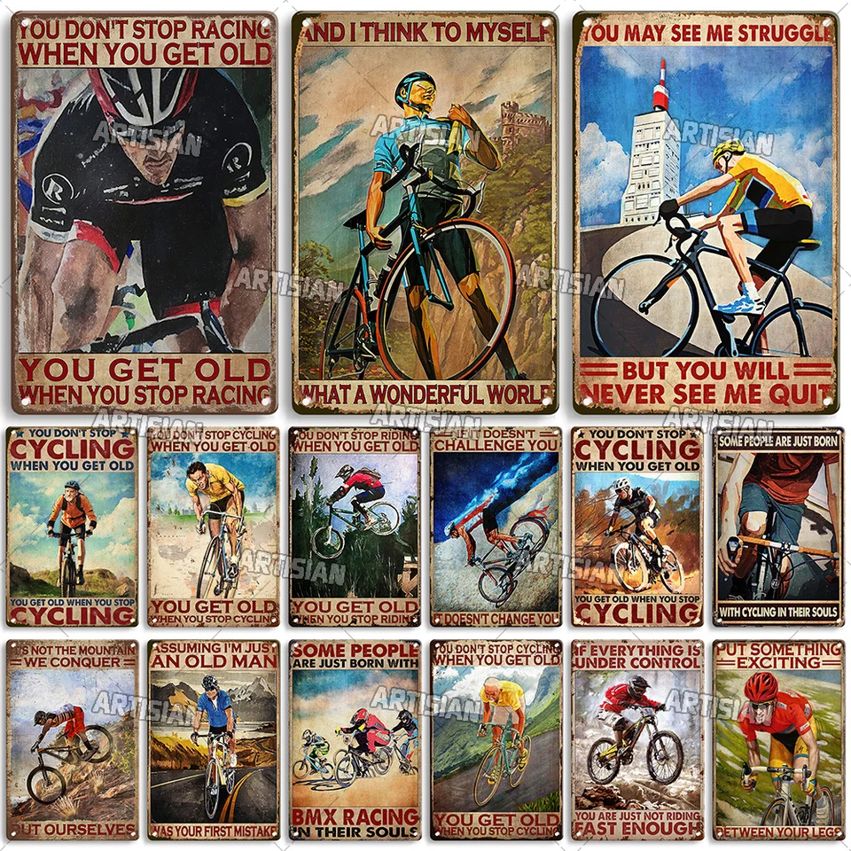 Artisian Bicycle Metal Sign Bike Sport Tin Pleque Cycling Dekoratívny plagát Decor Garáž bar Pub Club Hotel Cafe Kitchen
