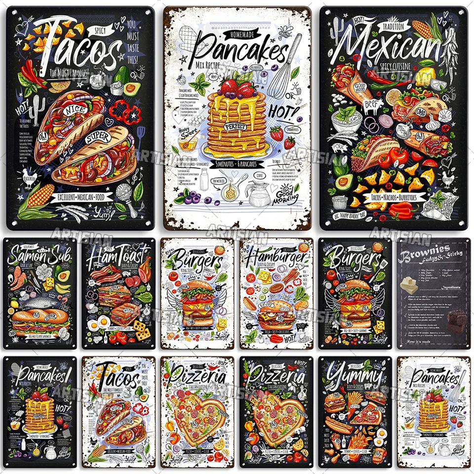 Artisian Food Metal plagát Vintage dekoratívny tanier domáci bar stena kov kov cínový znak hrdzavý kovový plak nostalgický priemyselný dekor