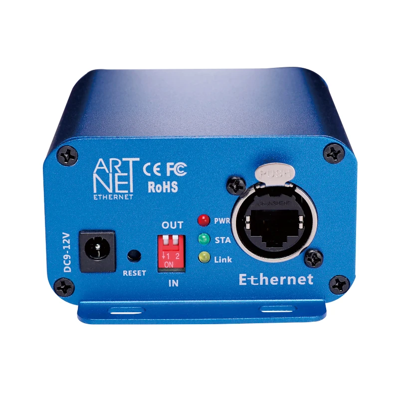 Artnet to DMX Controller, ovládač osvetlenia Ethernet DMX, profesionálne rozhranie Artnet DMX, 3 -kolíkový výstup, Hliníkové puzdro