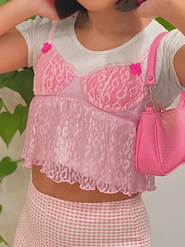 Artsu 2024 letné šaty Y2K Pink Lace Up Top Women Dámske bez rukávov bezšvový nádrž