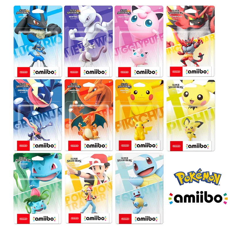 Artswift Amiibo - Pokémon - Super Smash Bros. Pikachu Trainer Incineroar Jigglypuff Mentwo Lucario Figurín Originálna ázijská verzia