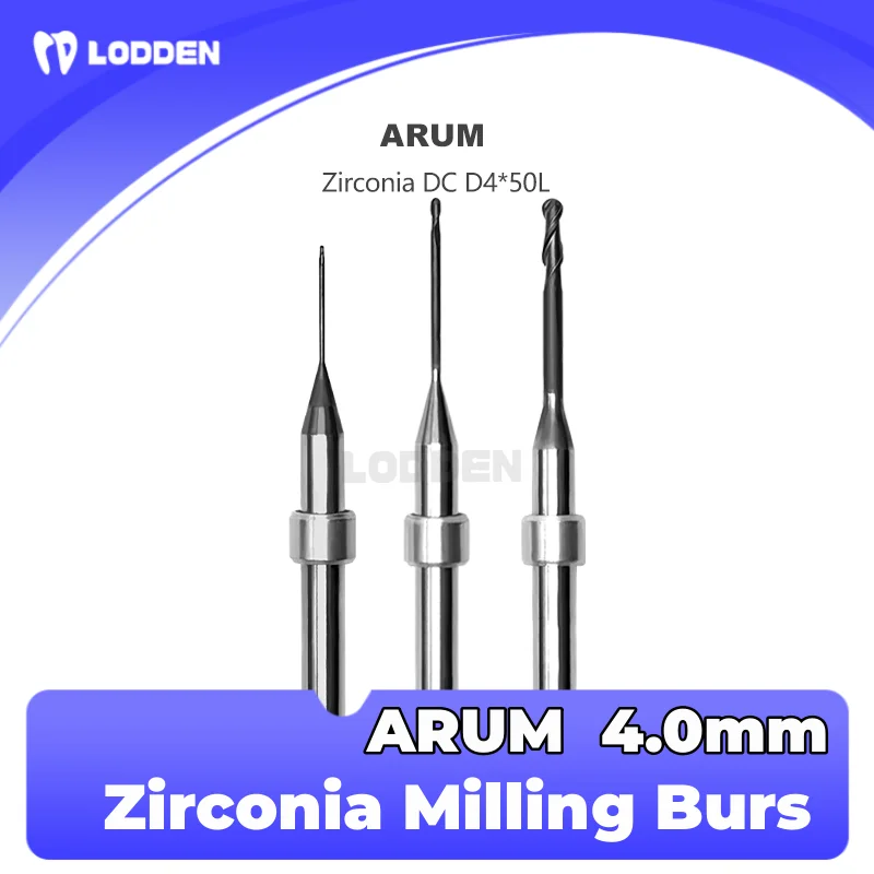 Arum Dental Fleging Burs pre brúsenie zirkónia stopka 4,0 mm L50 mm DC Diamond Cloating Priemer vŕtačky 2.0/1,0/0,6 mm brúsky
