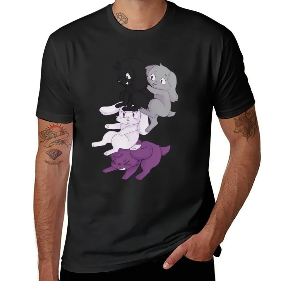Asexuálna vlajka Incognito Bunnies, roztomilé pýcha Bunnies Tričko Tops Tops Graphic Tee Sweeght Highweights Oblečenie pre mužov