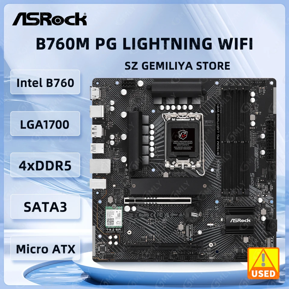 Asrock Intel B760 Základná doska B760M PG Lightning WiFi Základná doska LGA1700 DDR5 256 GB Podpora 14900 14490 13700 13400 12900 CPU CPU