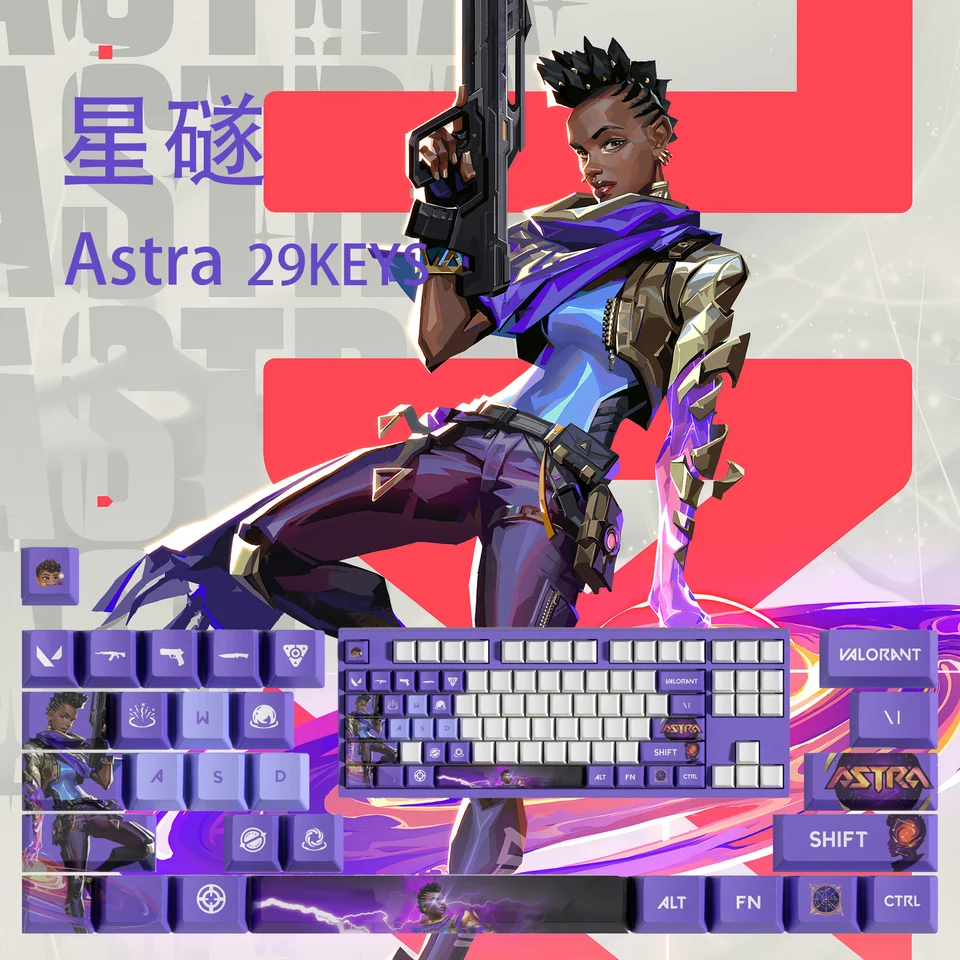 Astra Keycaps Nový dizajn Valerant Keycaps 29Keycaps OEM Profil Game Keycaps pre mechanickú klávesnicu