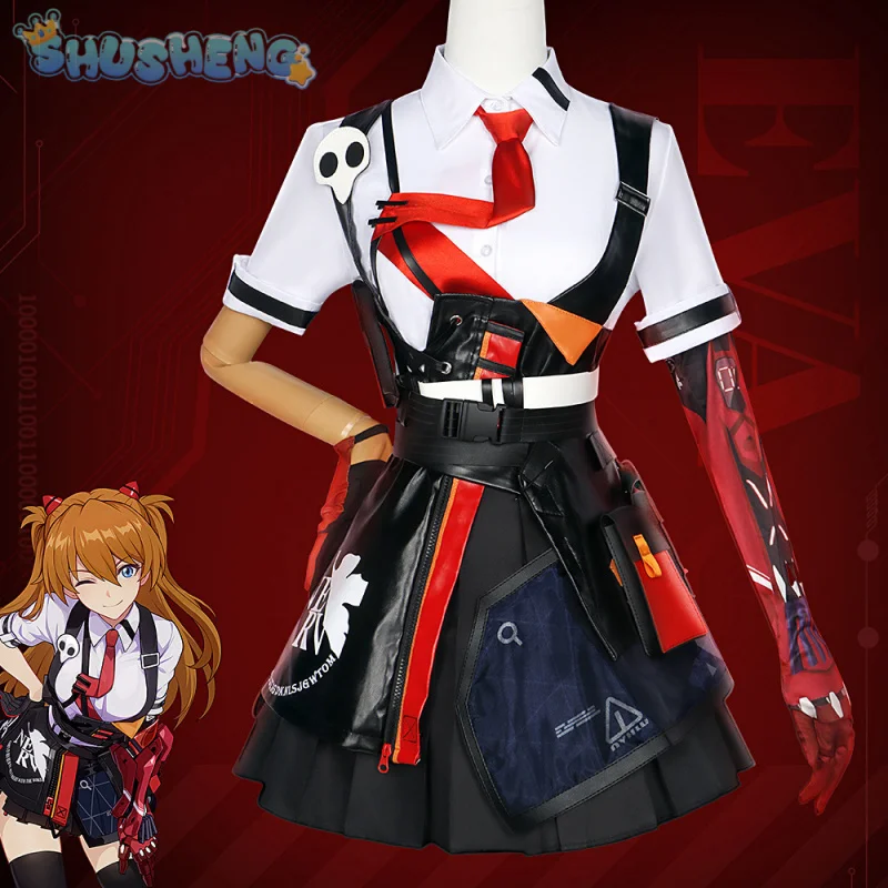 Asuka Langley Soryu Linkage Honkai Impact 3 Cosplay roztomilý kostým jk parochne rekvizity doplnky sada Halloween Carnival Girl Uniforma