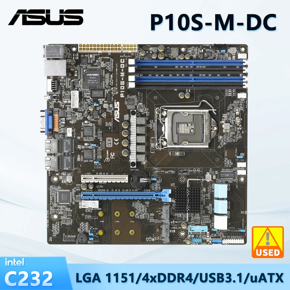 ASUS P10S-M-DC Základná doska LGA1151 Intel C232 Chipset Support E3-1200 V6 E3-1200 V5 CPU DDR4 16 GB USB 3.1 U ATX 2xm.2