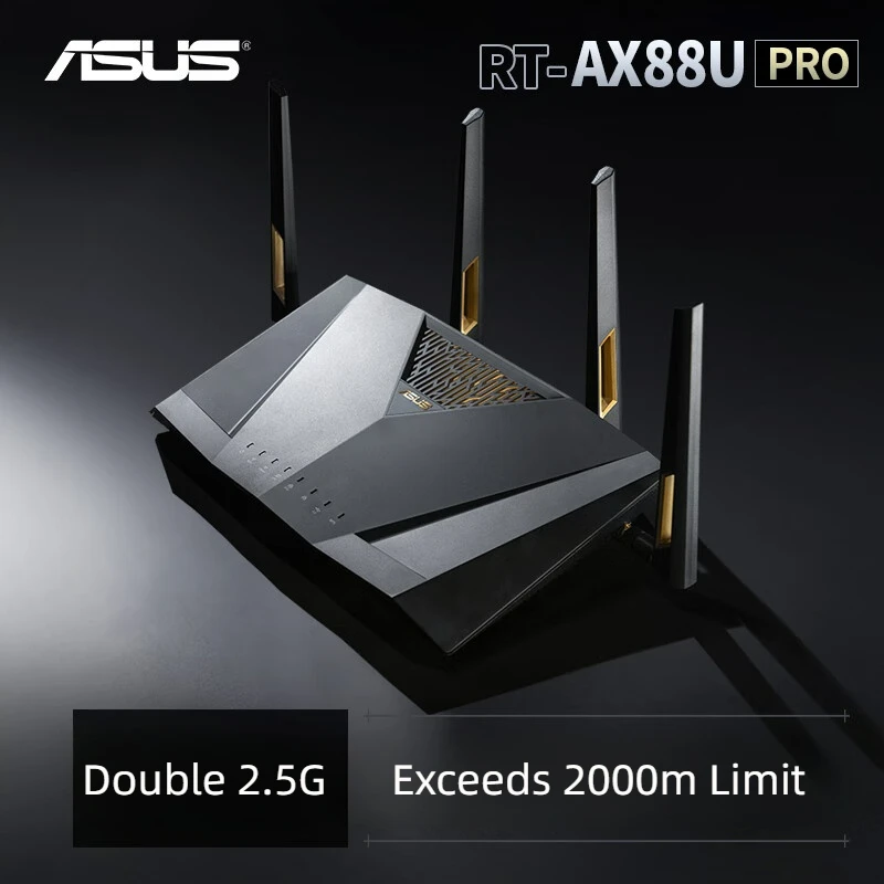 ASUS RT-AX88U Pro Full Gigabit Gaming Wireless Wall Wall Celý dom WiFi 6 Broadcom Quad Quad 2,0G Dual 2,5g portov