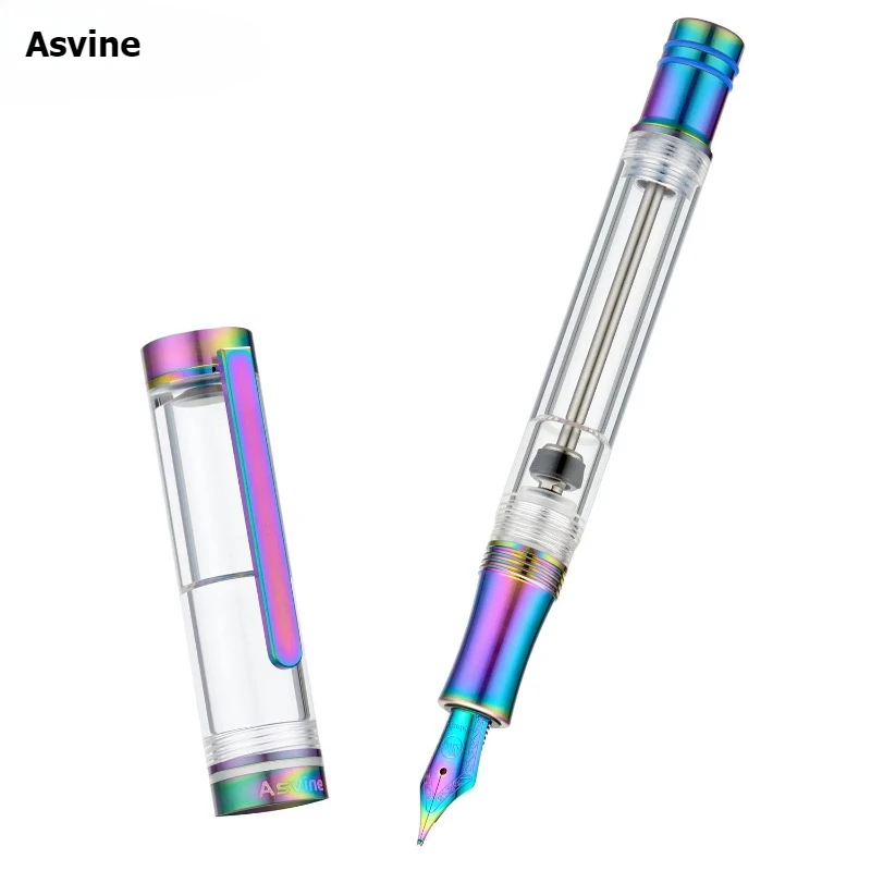 ASVine V200 Titánový fontánový pero Luxusné elegantné matné čierne akryl M/f/EF NIB Office School School Supplies Supaly Stationsery