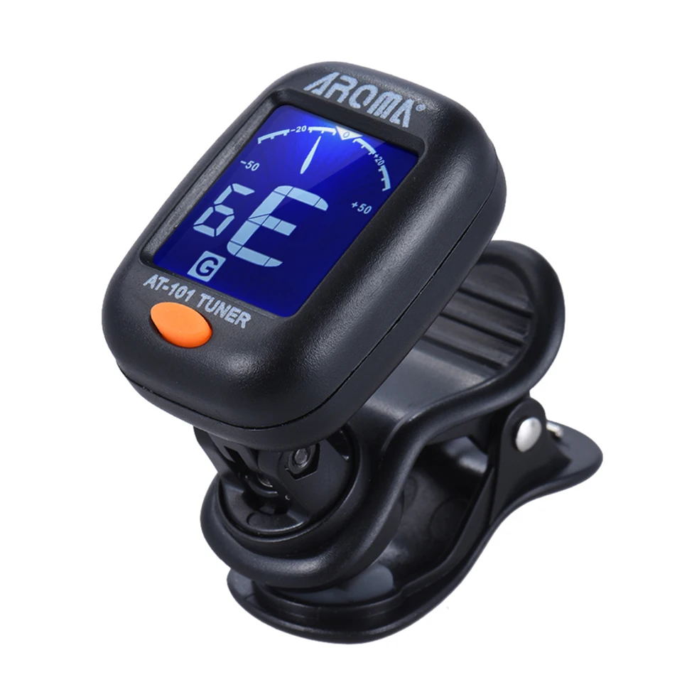 AT-101 Mini Clip-On Digital Tuner s skladacou rotujúcou klipou Vysoká citlivosť na chromatické gitarové basové husle ukulele