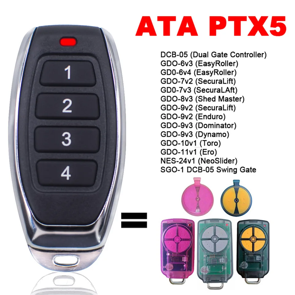 ATA PTX5 PTX-5 Triocode GDO Garážové diaľkové ovládacie prvky kompatibilné s PTX-5V1 PTX-5V2 GDO 11V1/6V3/6V4/7V2/7V3/8V3/9V2/9V3