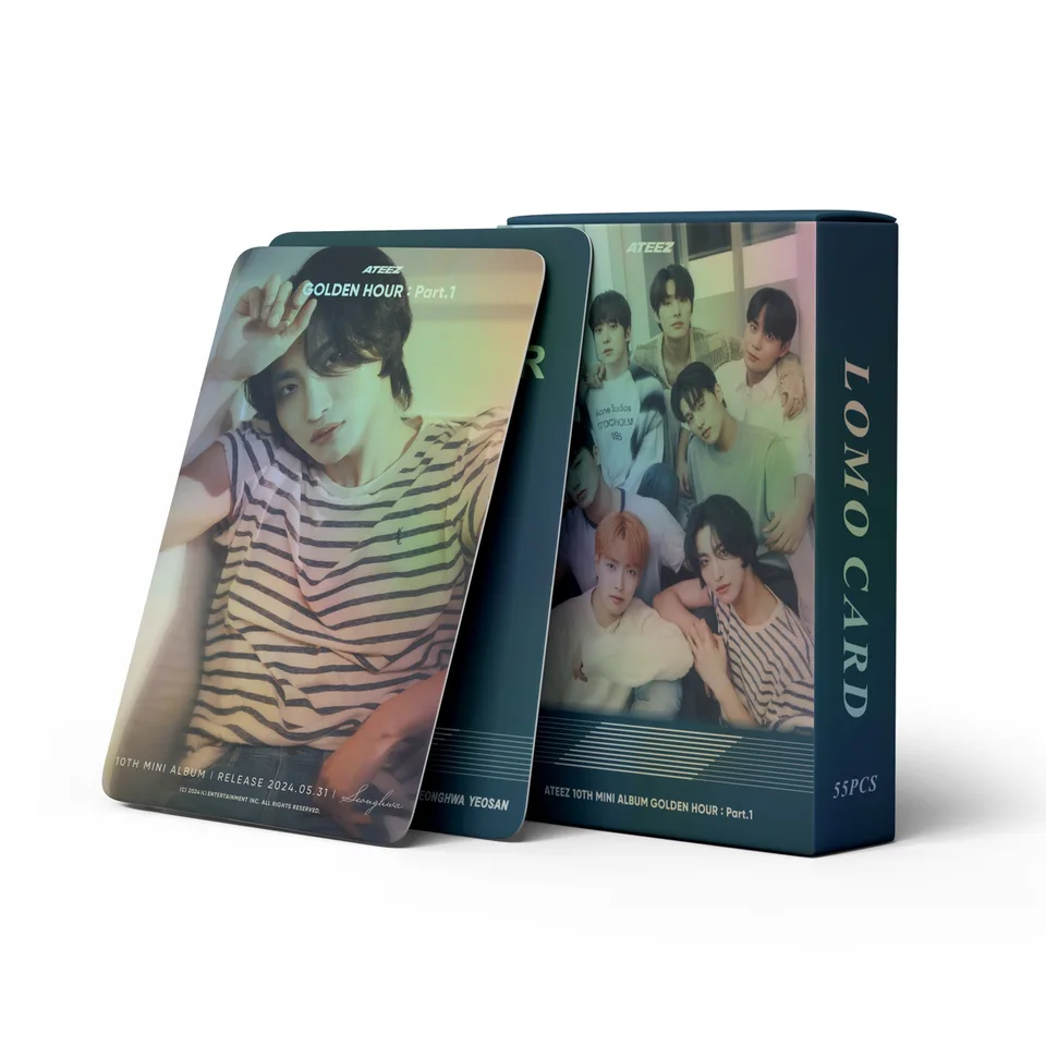 Ateez Golden Hour Part 1 laser Lomo Cards Boys Skupiny 11. Ate Laser Fotocards pre študentské fanúšikovské karty